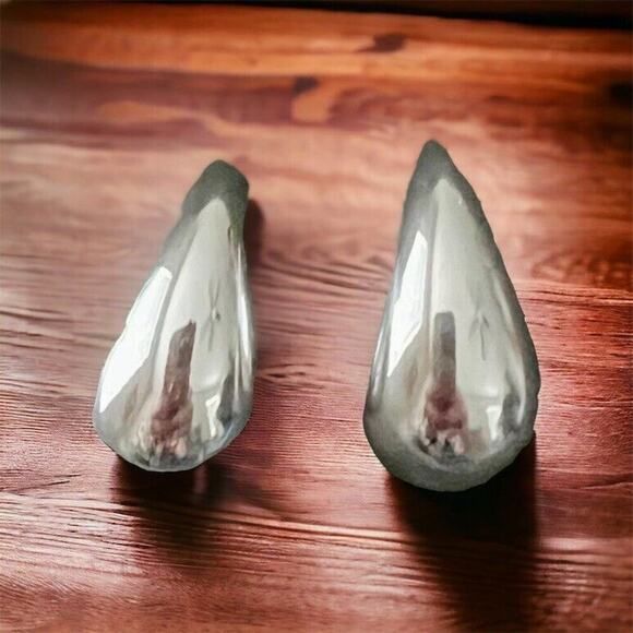 Silver Tone 1" Chunky‎ Lightweight Teardrop Earrings - Picture 1 of 3
